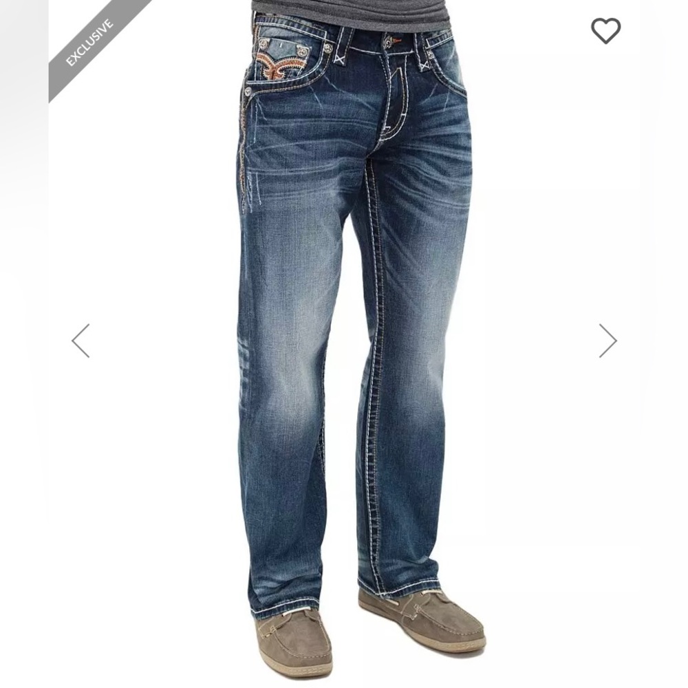 Rock Revival Men's Straight Jeans in Dark Blue Wash